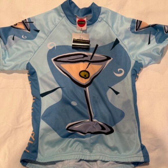 NEW BLUE MARTINI TIME WOMEN'S CYCLING JERSEY BY WORLD JERSEYS (SIZE MEDIUM) HTF - Picture 1 of 7